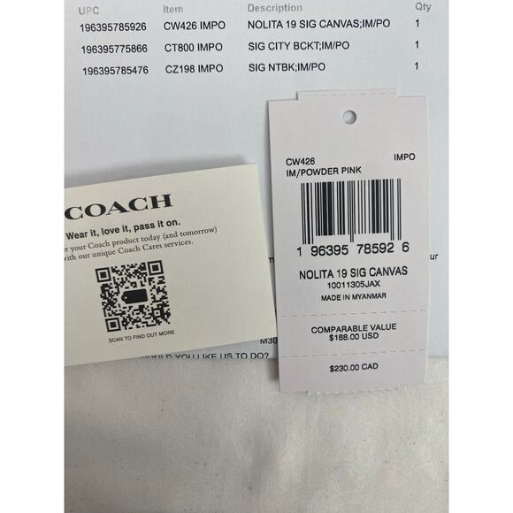 Coach CW426 Nolita 19 Powder Pink Signature Shoulder Bag - NWT - Picture 10 of 10